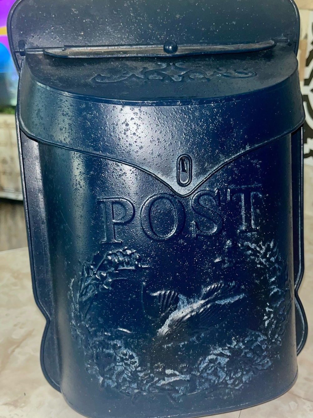 Decorative POST Wall Mailbox - navy